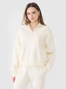 4F Bluza dresowa nierozpinana bez kaptura damska - biała XL. Białe bluzy 4f, xl, bez wzorów, z bawełny, bez kaptura. W wyprzedaży za 129,99 zł.
