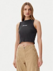 Roxy Top ERJKT04261 Szary Slim Fit. Szare topy Roxy, xl, bez wzorów, z bawełny, bez kołnierzyka, bez ramiączek. Za 79,99 zł.