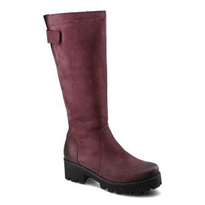 Bordowe Kozaki Simen Damskie Modne Ocieplane Buty. Czerwone kozaki Simen, na zimę, bez wzorów, z jeansu, bez obcasa, na obcasie, bez zapięcia. Za 429,00 zł.