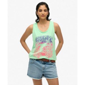 Koszulka surfingowa z psychodelicznym wzorem SUPERDRY. Zielone koszule nocne Superdry, bez wzorów, z bawełny, bez ramiączek. Za 148,30 zł.