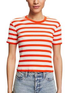 ESPRIT Koszulka w kolorze pomarańczowo-białym rozmiar: XL. Białe bluzki ESPRIT, xl, bez wzorów, z bawełny, bez kołnierzyka, bez ramiączek. Za 65,85 zł.