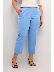 KAFFE curve Spodnie chino w kolorze błękitnym rozmiar: 42. Niebieskie chinosy KAFFE curve, bez wzorów, z podwyższonym stanem. Za 113,99 zł.