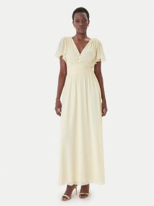 Morgan Sukienka wieczorowa 261-RLUCY Żółty Regular Fit. Żółte kombinezony Morgan, bez wzorów, z syntetyku, wizytowe, bez kołnierzyka, bez ramiączek. Za 429,99 zł.