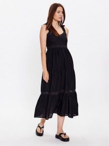 Brave Soul Sukienka letnia LDRW-569LEILA Czarny Relaxed Fit. Czarne kombinezony Brave Soul, na lato, s, bez wzorów, z bawełny, bez kołnierzyka, bez ramiączek. Za 83,99 zł.