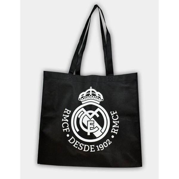 Real Madryt torba na zakupy shopping bag czarna. Czarne torby podróżne i sportowe REAL MADRID, bez wzorów. Za 25,00 zł.