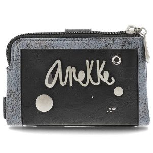 Granatowy Zgrabny Portfel Damski Anekke Core. Niebieskie portfele Anekke, z aplikacjami, z materiału. Za 179,00 zł.