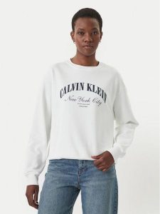 Calvin Klein Jeans Bluza Logo Graphic LV047F818G Biały Regular Fit. Białe bluzy Calvin Klein Jeans, s, bez wzorów, z bawełny, bez kaptura. Za 268,99 zł.