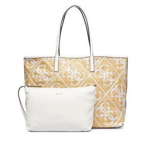 Torebka Guess. Brązowe shopper bag Guess, z aplikacjami, bez dodatków. Za 674,99 zł.
