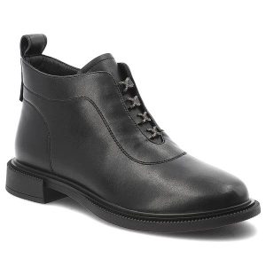 Czarne Botki S.Barski Wygodne Buty Damskie Za Kostkę. Czarne botki S.BARSKI, na zimę, bez wzorów, ze skóry, za kostkę, bez obcasa, na obcasie, bez zapięcia. Za 263,99 zł.