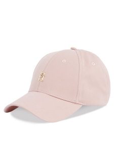 Tommy Hilfiger Czapka z daszkiem Elevated Chic Cap AW0AW17128 Różowy. Czerwone czapki TOMMY HILFIGER, bez wzorów, z bawełny. Za 129,99 zł.