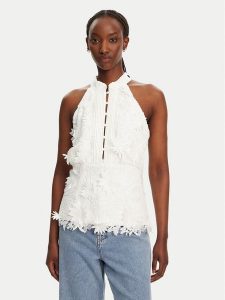 Bardot Bluzka Remy Sleeveless 59846TB Biały Regular Fit. Białe bluzki Bardot, bez wzorów, z syntetyku, bez kołnierzyka, bez ramiączek. Za 279,99 zł.