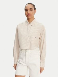 Calvin Klein Jeans Koszula J20J225078 Beżowy Regular Fit. Brązowe koszule Calvin Klein Jeans, l, bez wzorów, z bawełny, bez kołnierzyka, bez ramiączek. Za 199,99 zł.