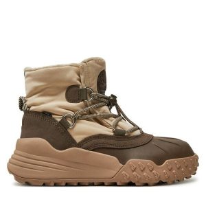 Botki Timberland. Brązowe botki Timberland, bez wzorów, bez obcasa, na płaskiej podeszwie, bez zapięcia. Za 589,99 zł.
