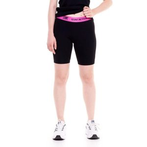 Krótkie legginsy Energy. Czarne legginsy LEONE 1947 APPAREL, bez wzorów, z tkaniny, krótkie. Za 82,10 zł.