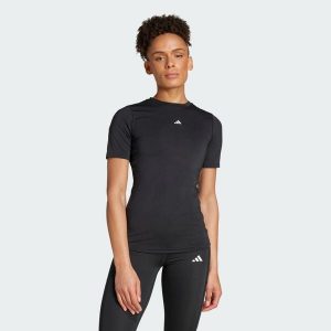 Koszulka Techfit Training. Czarne bluzki ADIDAS, xl, bez wzorów, z dzianiny, sportowe, bez kołnierzyka, bez ramiączek. Za 169,00 zł.