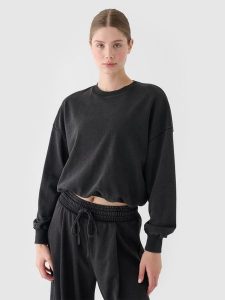 4F Bluza dresowa nierozpinana bez kaptura damska - czarna S. Czarne bluzy 4f, s, bez wzorów, z bawełny, bez kaptura. W wyprzedaży za 79,99 zł.
