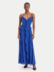 Bardot Sukienka wieczorowa Veris Ruffle 60007DB Niebieski Regular Fit. Niebieskie kombinezony Bardot, bez wzorów, z syntetyku, wizytowe, bez kołnierzyka, bez ramiączek. Za 419,99 zł.
