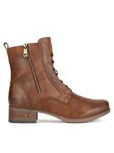 Mustang Trzewiki 1229-522 BIG Brązowy. Brązowe botki Mustang, bez wzorów, z materiału, bez obcasa, na słupku, bez zapięcia. Za 369,99 zł.