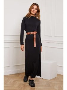 Joséfine Sukienka dzianinowa "Analog" w kolorze czarnym rozmiar: XL. Czarne sukienki Joséfine, xl, bez wzorów, z dzianiny, bez kołnierzyka, bez ramiączek, maxi. Za 130,99 zł.