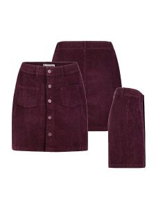Eight2Nine Spódnica sztruksowa w kolorze bordowym rozmiar: XL. Czerwone spódnice Eight2Nine, xl, bez wzorów, prążkowane, mini. Za 114,17 zł.