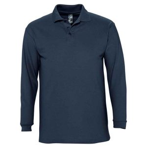 Koszulka Polo Z Długim Rękawem Dla Dorosłych Unisex Winter II. Niebieskie bluzki SOL'S, m, bez wzorów, casualowe, bez kołnierzyka, bez ramiączek. Za 107,99 zł.
