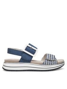 Remonte Sandały D1J53-14 Niebieski. Niebieskie sandały Remonte, bez wzorów, ze skóry, bez obcasa, na płaskiej podeszwie, bez zapięcia. Za 379,99 zł.