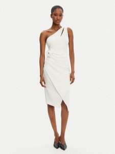 Rinascimento Sukienka koktajlowa CFC0122878003 Biały Regular Fit. Białe kombinezony Rinascimento, xs, bez wzorów, z syntetyku, wizytowe, bez kołnierzyka, bez ramiączek. Za 319,99 zł.