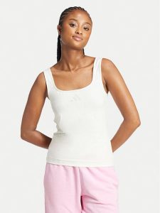 Adidas Top All SZN Luxe JJ2337 Biały Slim Fit. Białe topy ADIDAS, s, bez wzorów, z bawełny, bez kołnierzyka, bez ramiączek. Za 109,99 zł.
