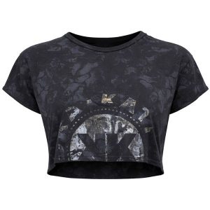 Top treningowy damski Gymshark KK Twins Raw Crop Top. Czarne topy Gymshark, bez wzorów, bez kołnierzyka, bez ramiączek. Za 109,99 zł.