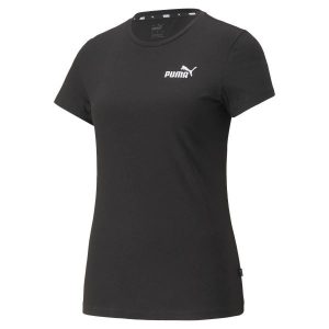 Koszulka fitens damska Puma ESS+ Embroidery Tee. Czarne bluzki Puma, xl, bez wzorów, sportowe, bez kołnierzyka, bez ramiączek. W wyprzedaży za 101,40 zł.