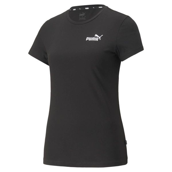 Koszulka fitens damska Puma ESS+ Embroidery Tee. Czarne bluzki Puma, xs, bez wzorów, sportowe, bez kołnierzyka, bez ramiączek. W wyprzedaży za 95,60 zł.
