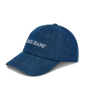 Czapka z daszkiem Guess Jeans. Niebieskie czapki Guess Jeans, z aplikacjami, z jeansu. Za 79,99 zł.