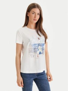 DKNY T-Shirt P61MPWNA Biały Regular Fit. Białe t-shirty DKNY, xs, bez wzorów, z bawełny, bez kołnierzyka, bez ramiączek. Za 268,99 zł.