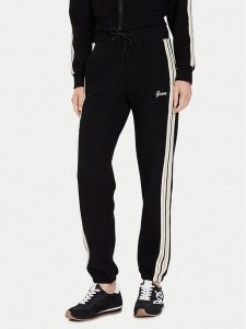 Guess Spodnie dresowe V5BB17 KCX52 Czarny Regular Fit. Czarne spodnie dresowe Guess, xl, z aplikacjami, z dresówki. Za 319,99 zł.