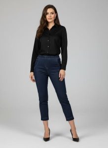 Eleganckie granatowe spodnie Jeangaliny02 o kroju slim fit 7/8 PLUS SIZE XXL OVERSIZE JESIEŃ. Szare spódnice Moda Size Plus Iwanek, na co dzień, na jesień, plus size, bez wzorów, z bawełny, eleganckie, plus size. Za 199,90 zł.