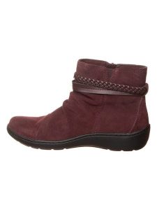 Clarks Skórzane botki "Cora" w kolorze ciemnobrązowym rozmiar: 41,5. Brązowe botki Clarks, z aplikacjami, bez obcasa, bez zapięcia. Za 295,99 zł.