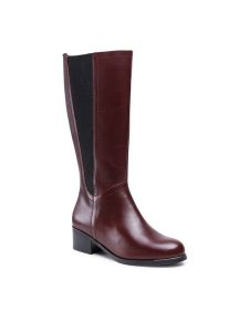 Go Soft Kozaki RST-AUGUSTA-11A Bordowy. Czerwone kozaki Go Soft, bez wzorów, ze skóry, bez obcasa, na słupku, bez zapięcia. Za 379,99 zł.