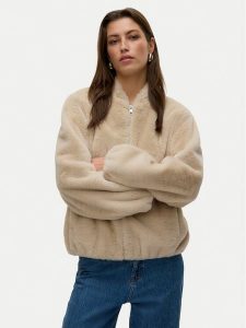 Vero Moda Futro Sonjaliga 10331291 Beżowy Regular Fit. Brązowe płaszcze Vero Moda, xs, bez wzorów, z futra, bez kaptura. Za 269,99 zł.