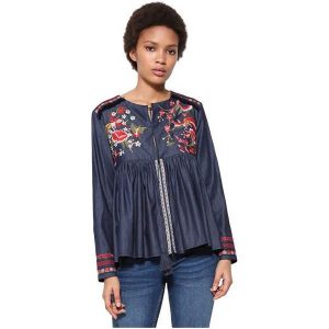 Desigual Bluzka Damska Bluse Vetta 17Wwbd02 5008 (Rozmiar S). Szare bluzki marki Desigual. W wyprzedaży za 165,00 zł.