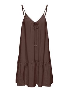 ONLY Sukienka letnia Misara 15373962 Brązowy ciemny Regular Fit. Brązowe kombinezony ONLY, na lato, xl, bez wzorów, z wiskozy, bez kołnierzyka, bez ramiączek. Za 149,99 zł.