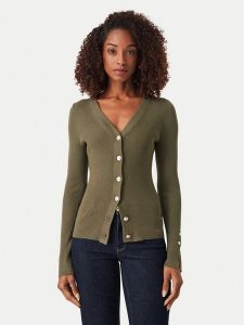 Guess Kardigan W6YR11 Z0950 Khaki Slim Fit. Brązowe kardigany Guess, z wiskozy. Za 394,99 zł.