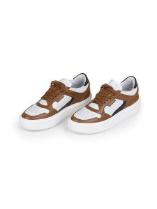 Anna Morellini Skórzane sneakersy "Ludia" w kolorze biało-zielono-jasnobrązowym rozmiar: 39. Białe trampki Anna Morellini, bez wzorów, bez zapięcia. Za 245,38 zł.