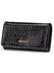 Puccini Skórzany portfel w kolorze czarnym - 16 x 9 x 3 cm rozmiar: onesize. Czarne portfele Puccini, bez wzorów, z materiału. Za 83,22 zł.