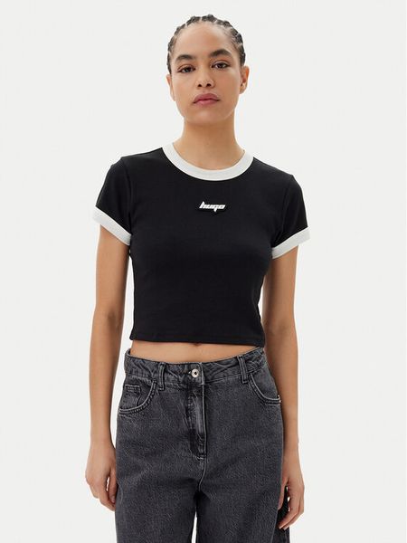 HUGO T-Shirt Dalia 50537476 Czarny Slim Fit. Czarne t-shirty Hugo, xs, bez wzorów, z bawełny, bez kołnierzyka, bez ramiączek. Za 149,99 zł.