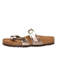 Birkenstock Japonki "Mayari" w kolorze szarobrązowym rozmiar: 37. Brązowe klapki Birkenstock, bez wzorów, z otwartym noskiem, bez obcasa. Za 234,95 zł.