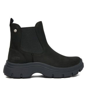 Sztyblety Keen. Czarne botki Keen, bez wzorów, bez obcasa, na płaskiej podeszwie, bez zapięcia. Za 529,99 zł.