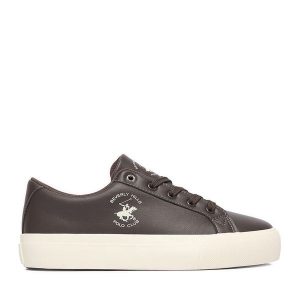 Tenisówki Beverly Hills Polo Club. Brązowe trampki Beverly Hills Polo Club, bez wzorów, bez zapięcia. Za 179,99 zł.