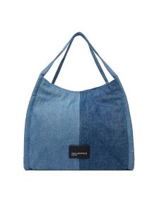 Karl Lagerfeld Jeans Torebka B1W50007 Niebieski. Niebieskie shopper bag Karl Lagerfeld Jeans, bez wzorów, z jeansu, bez dodatków. Za 429,99 zł.