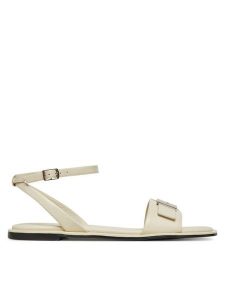 Calvin Klein Sandały Flat Sandal W/Ck Hw - Lth HW0HW02367 Écru. Sandały Calvin Klein, bez wzorów, ze skóry, bez obcasa, na płaskiej podeszwie, bez zapięcia. Za 369,99 zł.