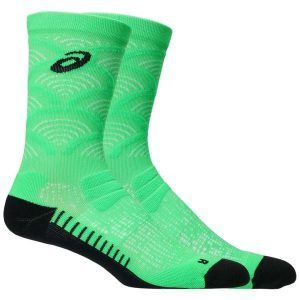 Skarpetki sportowe dla dorosłych Performance Run Crew Sock. Zielone skarpetki ASICS, bez wzorów, z nylonu. Za 79,99 zł.